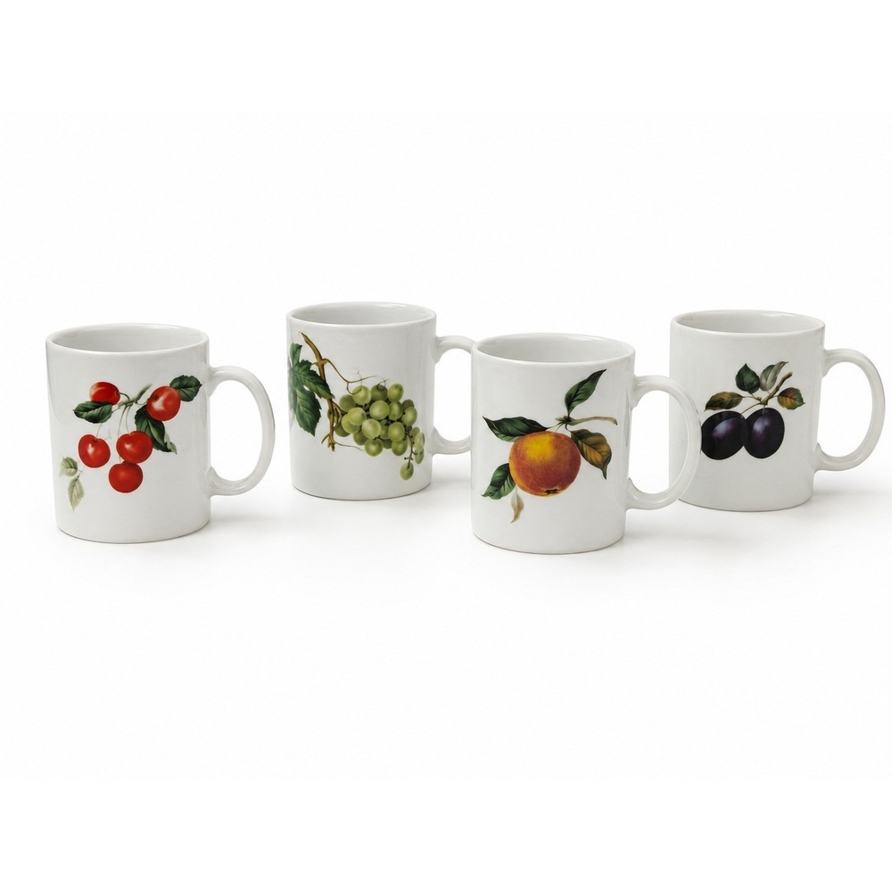 Vintage Cordon Bleu International Fruit Mugs - Set of 4 Coffee Cups BBL